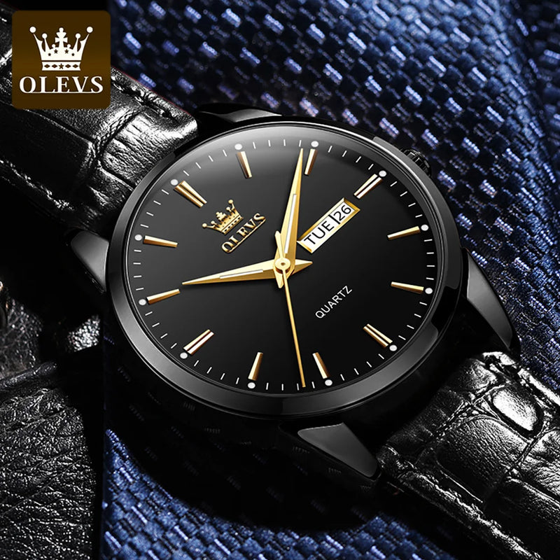 OLEVS-Relógio de pulso de quartzo impermeável clássico masculino, pulseira de