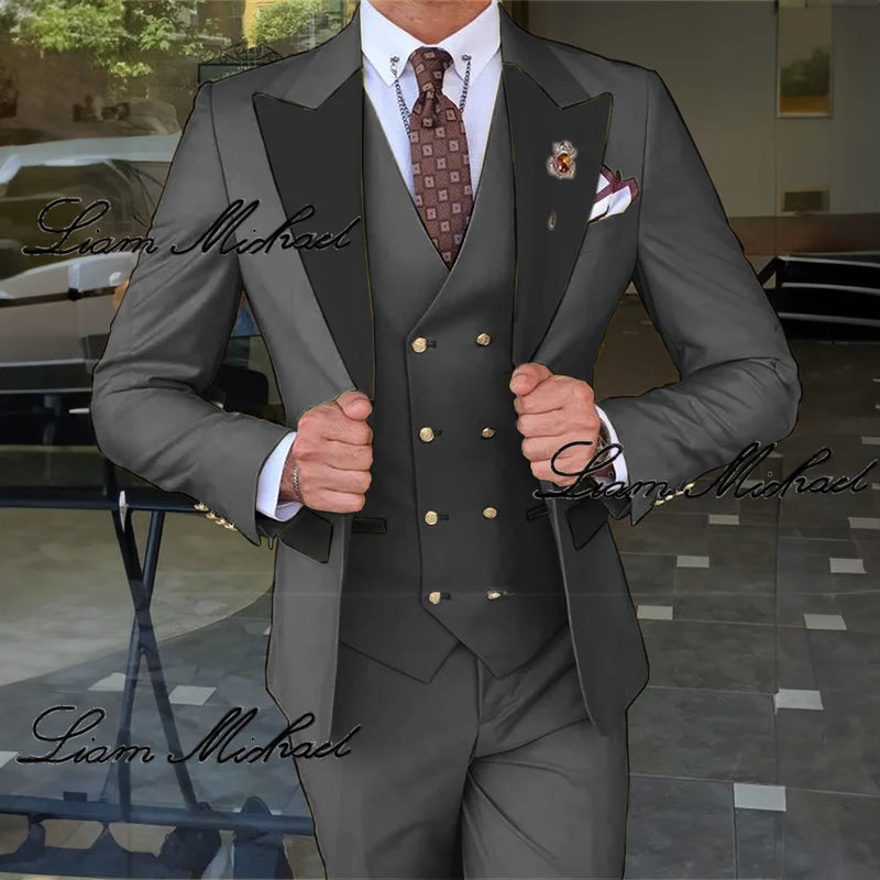 Smoking de casamento formal masculino, terno personalizado para noivo, vestido d