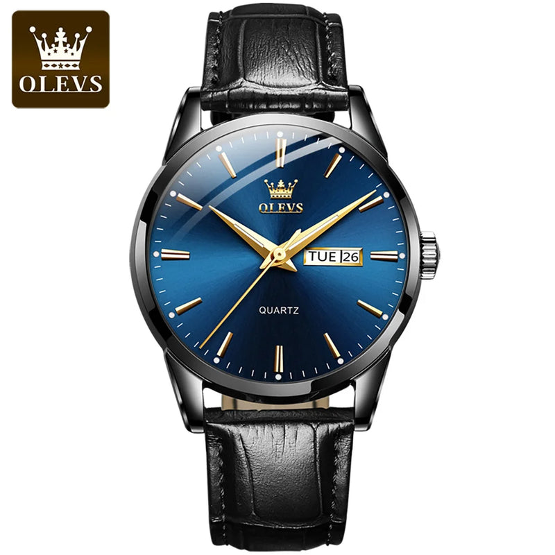 OLEVS-Relógio de pulso de quartzo impermeável clássico masculino, pulseira de