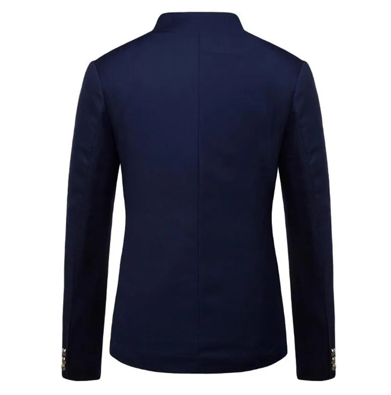 Casaco de blazer decorativo de botão masculino, jaqueta monocromática, slim fi