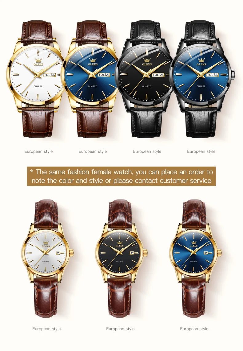 OLEVS-Relógio de pulso de quartzo impermeável clássico masculino, pulseira de