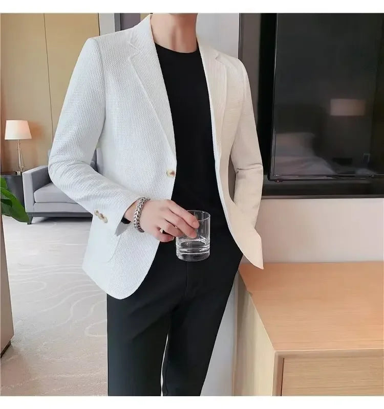 Blazer leve casual masculino, jaqueta de emagrecimento, suavizando sua silhueta,