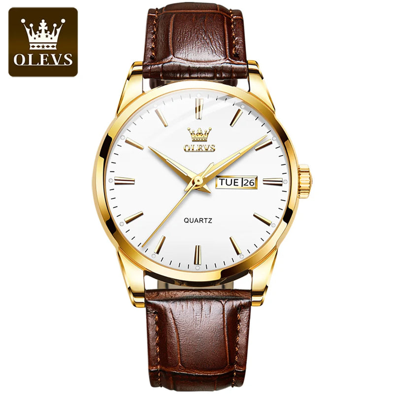 OLEVS-Relógio de pulso de quartzo impermeável clássico masculino, pulseira de