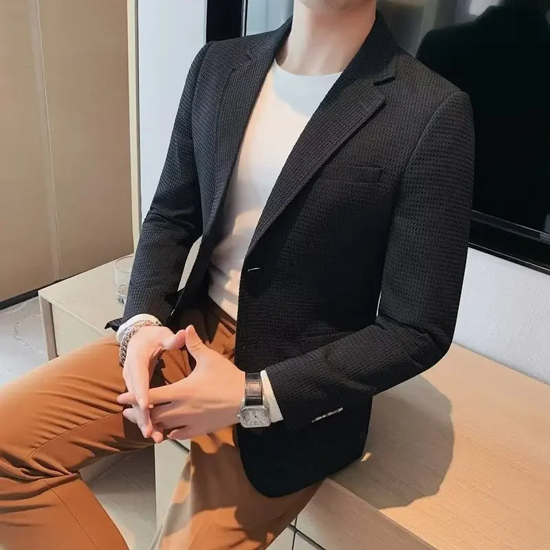 Blazer leve casual masculino, jaqueta de emagrecimento, suavizando sua silhueta,