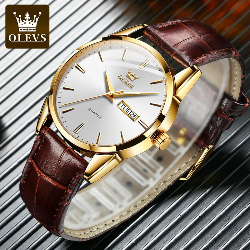 OLEVS-Relógio de pulso de quartzo impermeável clássico masculino, pulseira de