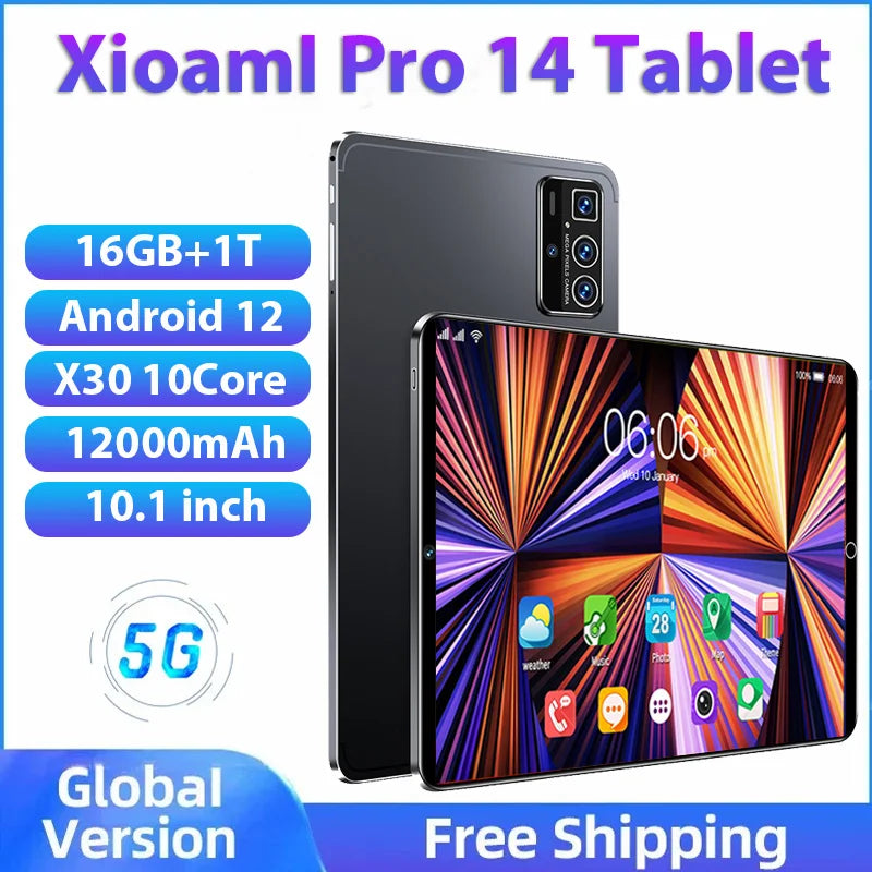 Original Mi Tablet PC, Pro 14, Android 12, 16GB, 1TB, Dual SIM, 10 Core, WPS, GP