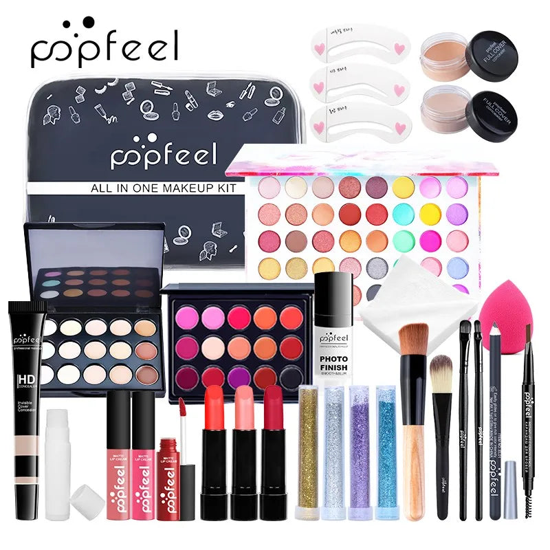POPFEEL-Kit completo de maquiagem feminina, conjunto de maquiagem tudo em um, de