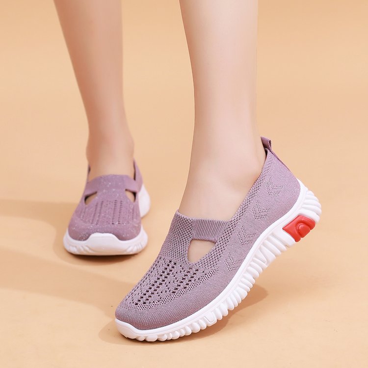 Sapatos de pano feminino verão novo estilo sapatos de caminhada sola macia sapa
