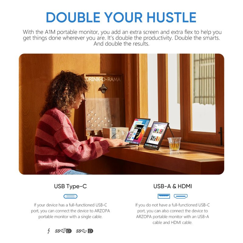 [produto no brasil] NOVO ARZOPA 15.6 inch Monitor Portátil FHD 1080P IPS USB-C