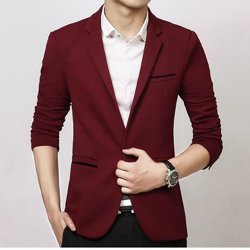 Marca masculina casual blazer 2023 outono nova moda terno magro de negócios cas