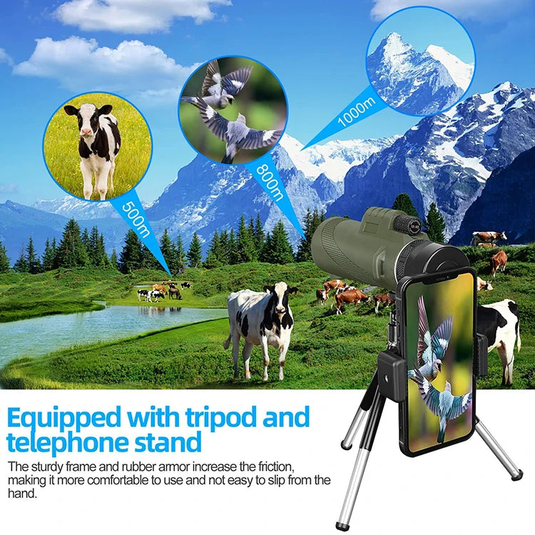 Portátil Zoom HD 5000M Telescópio Dobrável Longa Distância Mini Poderoso Tel