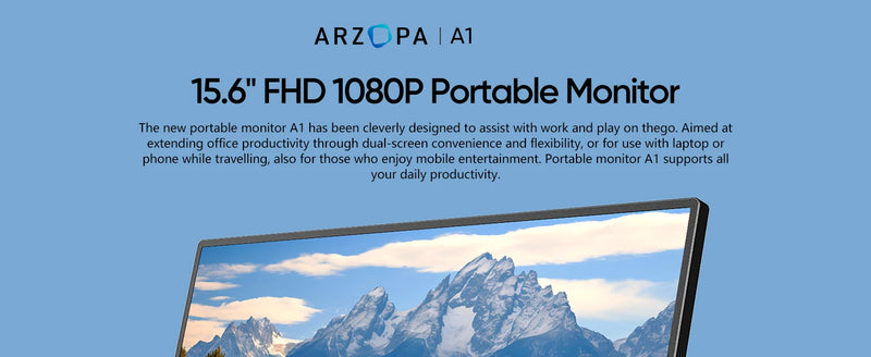 [produto no brasil] NOVO ARZOPA 15.6 inch Monitor Portátil FHD 1080P IPS USB-C