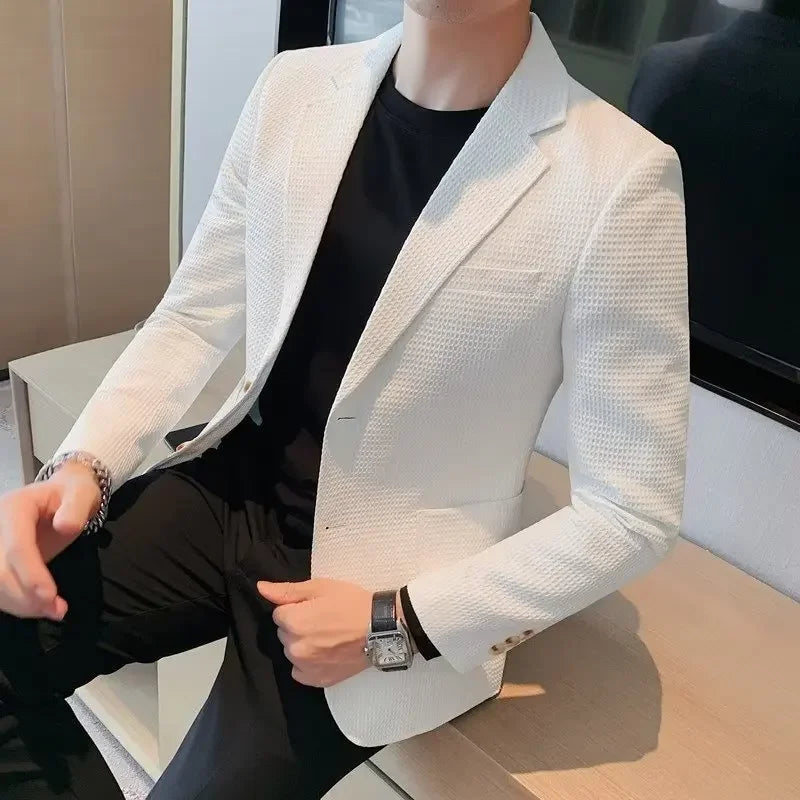 Blazer leve casual masculino, jaqueta de emagrecimento, suavizando sua silhueta,