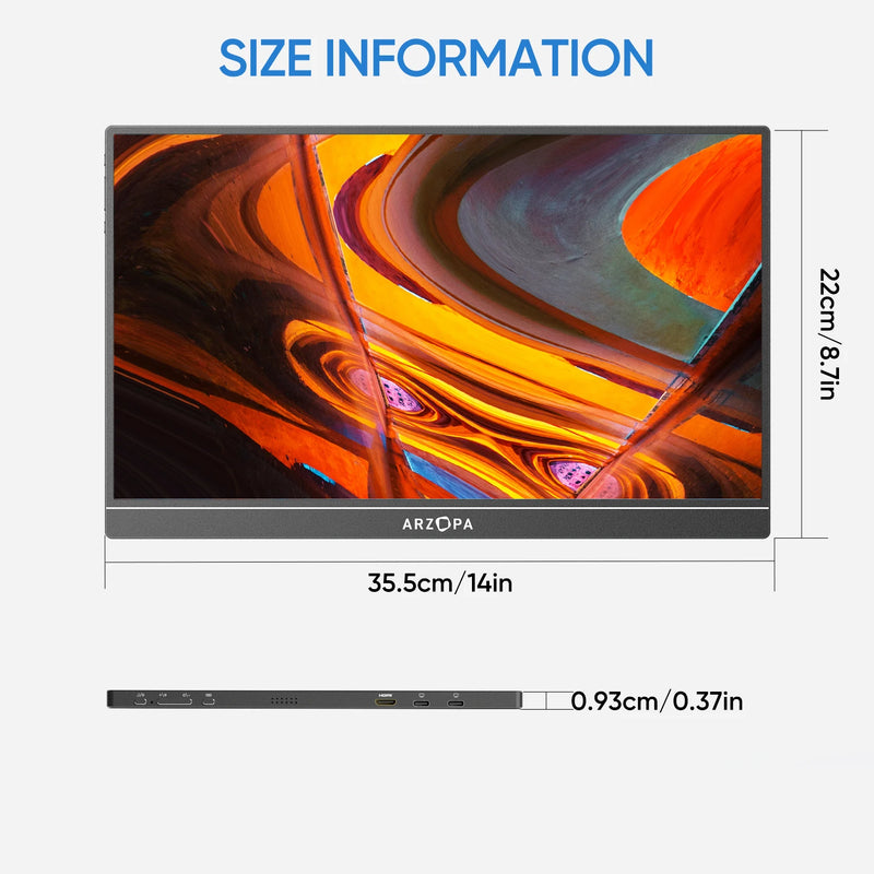 [produto no brasil] NOVO ARZOPA 15.6 inch Monitor Portátil FHD 1080P IPS USB-C