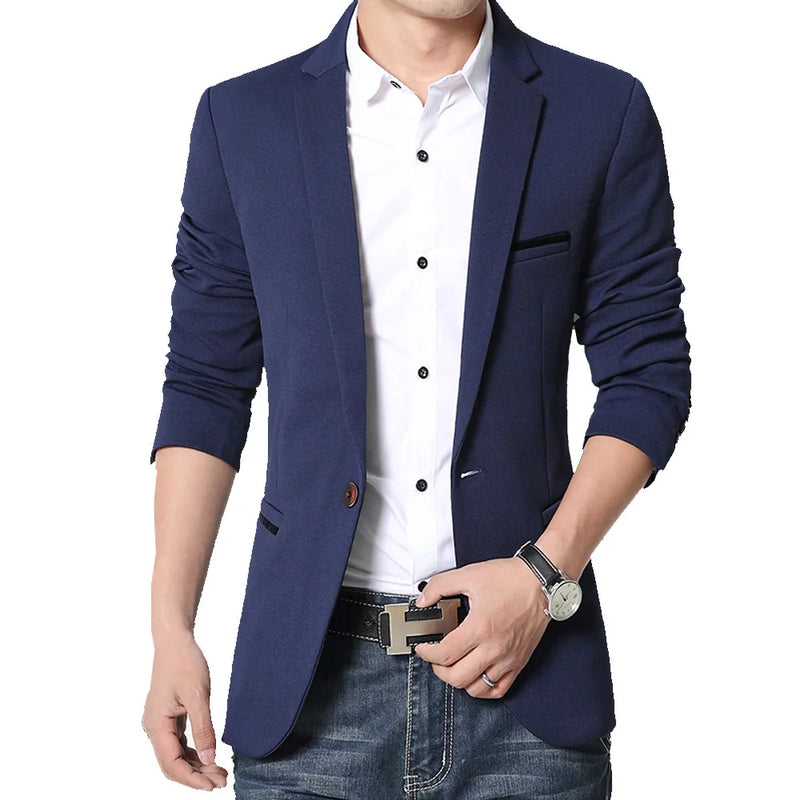 Marca masculina casual blazer 2023 outono nova moda terno magro de negócios cas