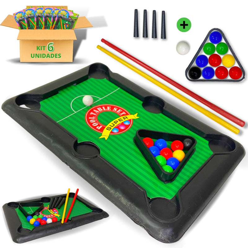 Kit 6 Brinquedo Mini Mesa de Sinuca Bilhar Jogo Infantil (Kit6MiniBilharPequeno)