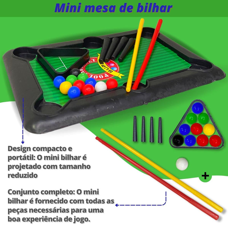 Kit 6 Brinquedo Mini Mesa de Sinuca Bilhar Jogo Infantil (Kit6MiniBilharPequeno)