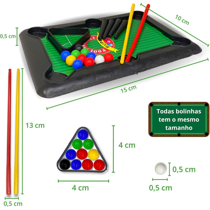 Kit 6 Brinquedo Mini Mesa de Sinuca Bilhar Jogo Infantil (Kit6MiniBilharPequeno)